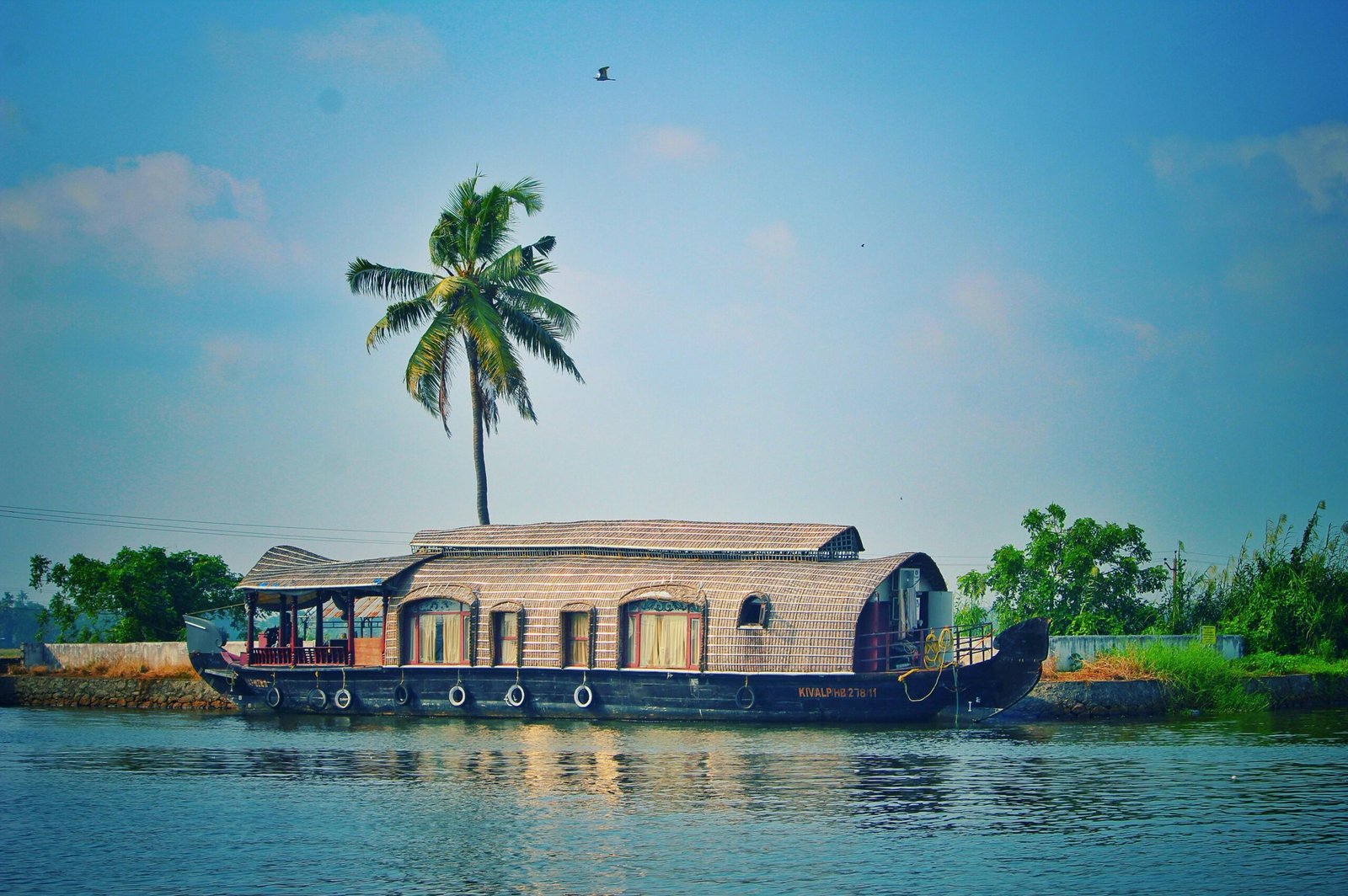 Traditional houseboat on Kerala backwaters