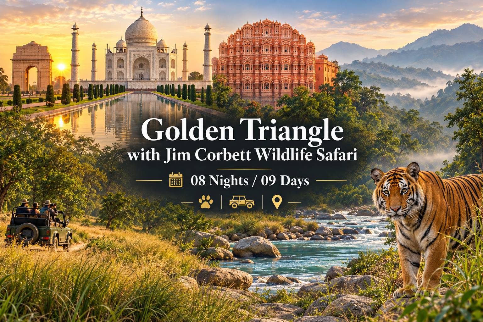 Golden Triangle & Jim Corbett Wildlife Safari – 9 Days