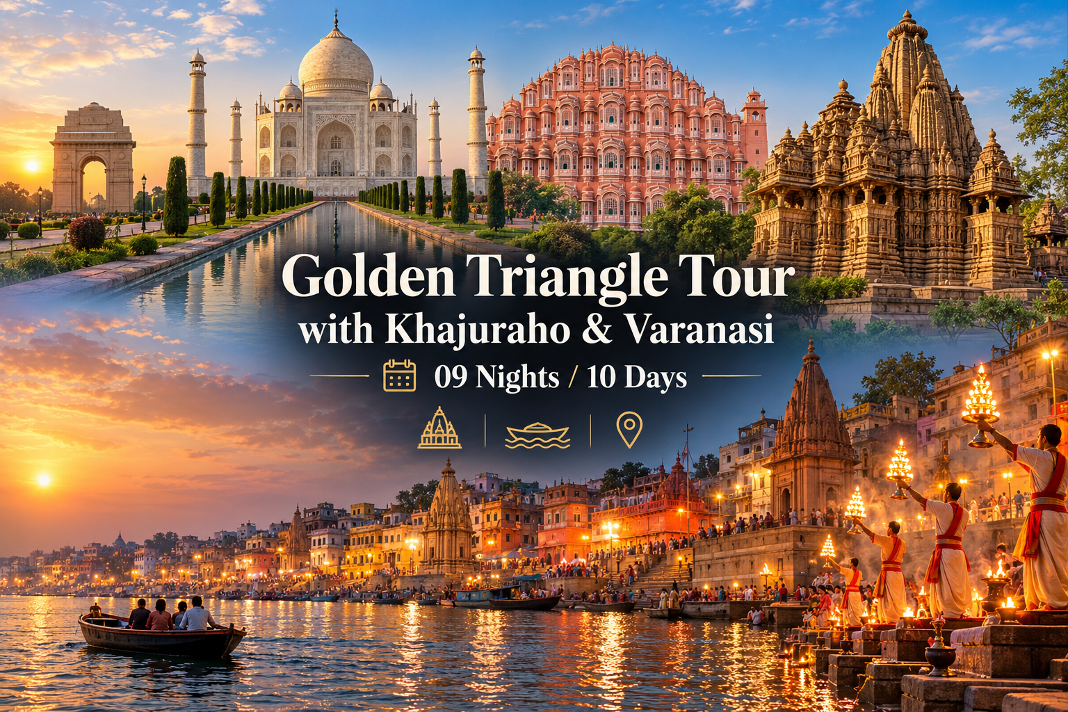 Golden Triangle Tour with Khajuraho & Varanasi -10 Days