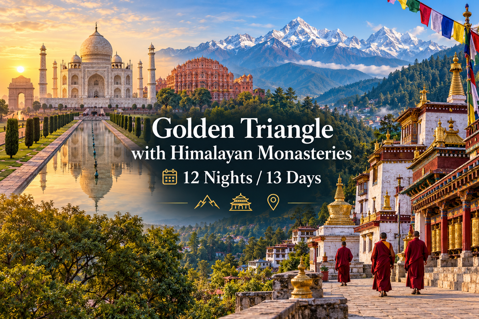 Golden Triangle with Himalayan Monasteries – 13 Days